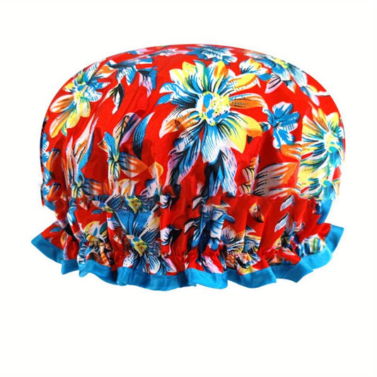 Waterproof Shower Cap for Women Elastic Reusable Bathing Hair Cap