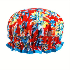 Waterproof Shower Cap for Women Elastic Reusable Bathing Hair Cap