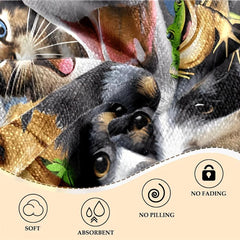Women's Oversized Microfiber Beach Towel Cats & Dogs Pattern 59 x29