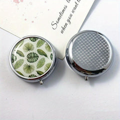 Portable Stainless Steel Pill Box Vintage Flower Pattern Candy Organizer Dispens