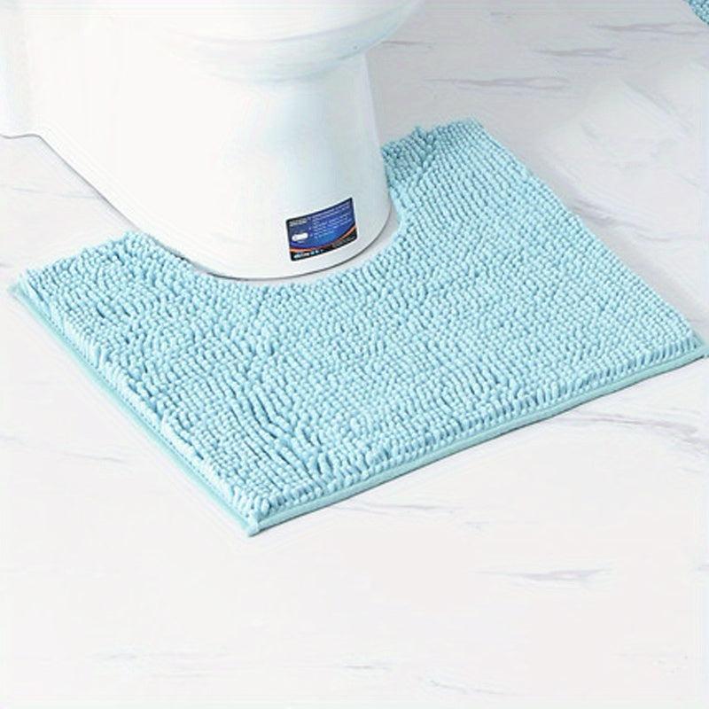 2pcs Bathroom Mat Bath Rug Set Rectangular Floor Mat And U Shape Toilet Rug