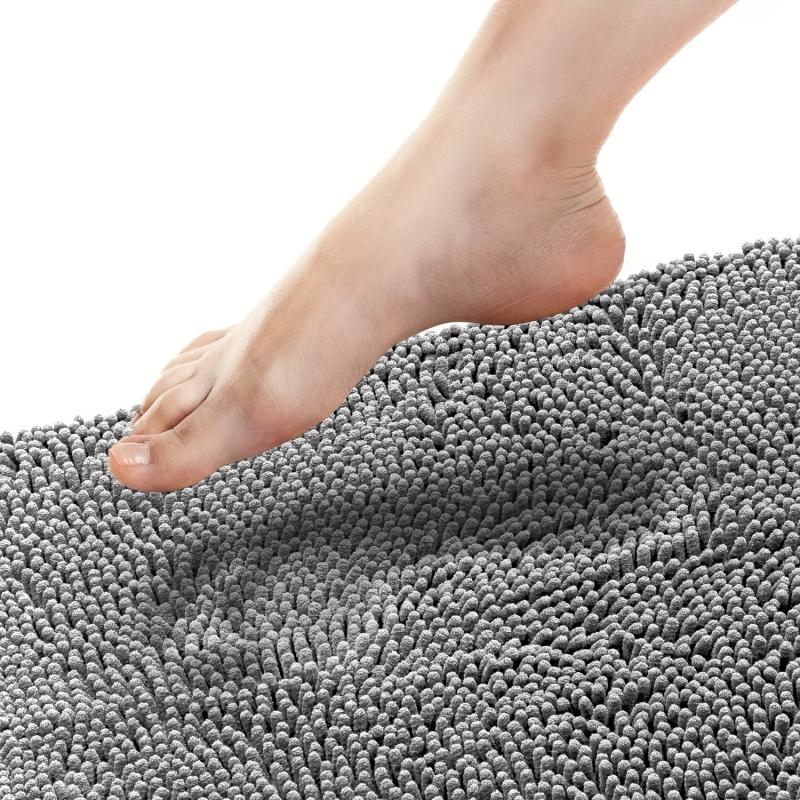 2pcs Bathroom Mat Bath Rug Set Rectangular Floor Mat And U Shape Toilet Rug