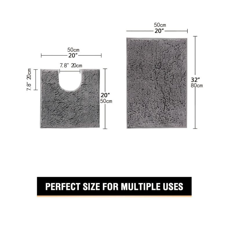 2pcs Bathroom Mat Bath Rug Set Rectangular Floor Mat And U Shape Toilet Rug