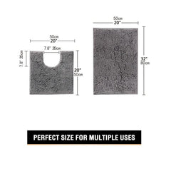 2pcs Bathroom Mat Bath Rug Set Rectangular Floor Mat And U Shape Toilet Rug