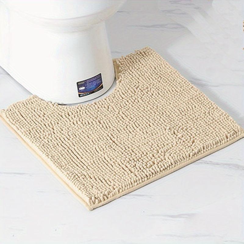 2pcs Bathroom Mat Bath Rug Set Rectangular Floor Mat And U Shape Toilet Rug