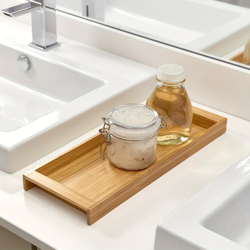 Bamboo Bathroom Vanity Tray for Towels and Cosmetics