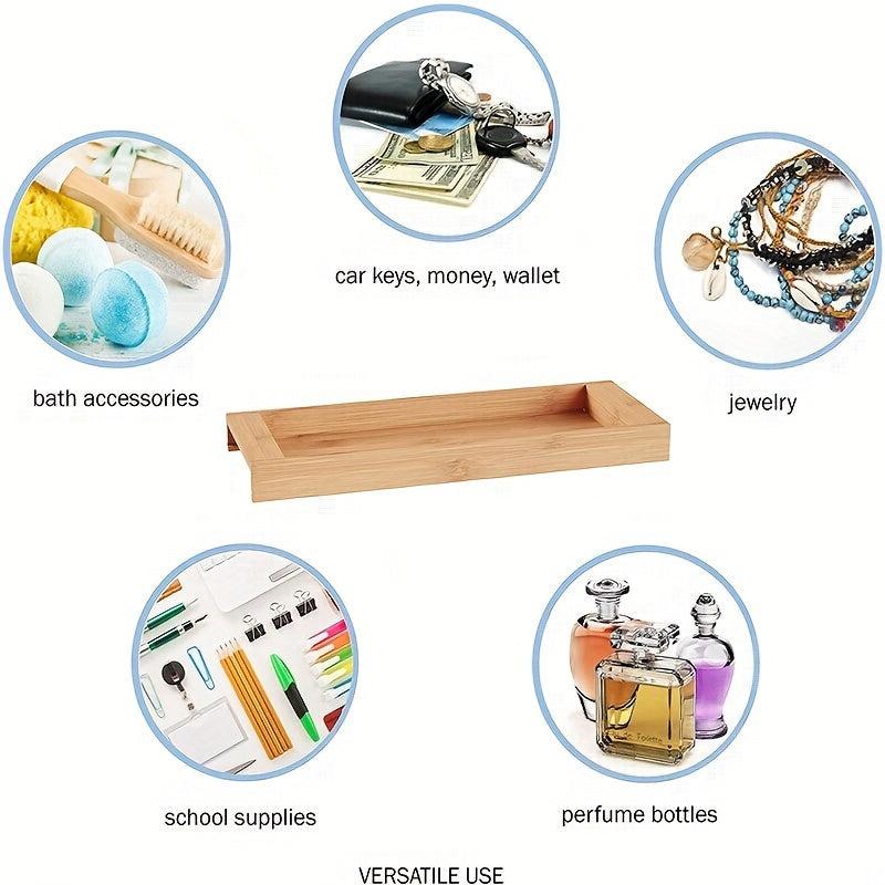 Bamboo Bathroom Vanity Tray for Towels and Cosmetics