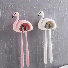 2pcs Flamingo Toothbrush Holders Wall Mounted Toothbrush Storage Rack