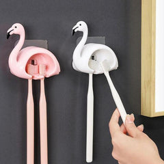 2pcs Flamingo Toothbrush Holders Wall Mounted Toothbrush Storage Rack