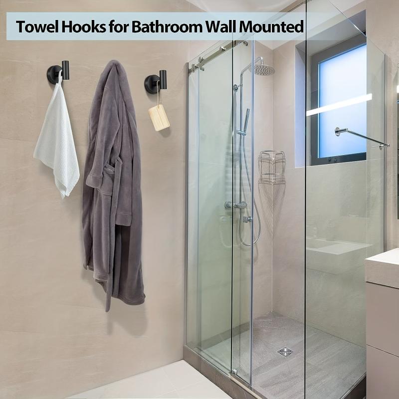 2pcs Stainless Steel Towel Hook Wall Mounted Clothes Hook