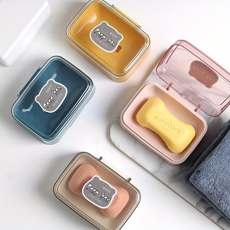 Cute Cartoon Soap Box with Lid, Portable Travel Soap Container