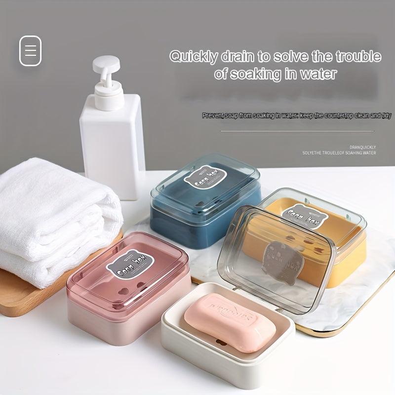Cute Cartoon Soap Box with Lid, Portable Travel Soap Container