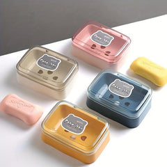 Cute Cartoon Soap Box with Lid, Portable Travel Soap Container