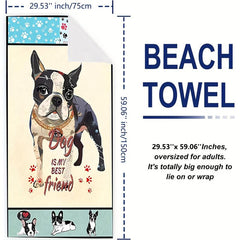 Women's Lightweight Beach Towel Wacky Dogs Pattern 59 x29
