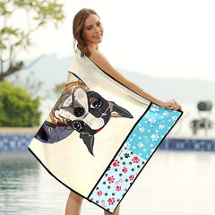 Women's Lightweight Beach Towel Wacky Dogs Pattern 59 x29