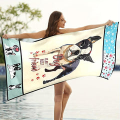 Women's Lightweight Beach Towel Wacky Dogs Pattern 59 x29