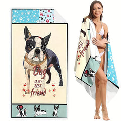 Women's Lightweight Beach Towel Wacky Dogs Pattern 59 x29