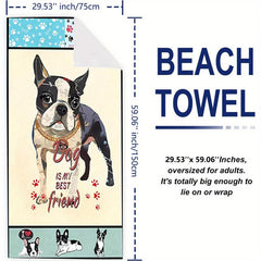 Women's Lightweight Beach Towel Wacky Dogs Pattern 59 x29