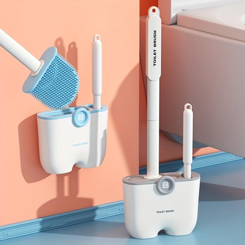 Double Head Silicone Toilet Brush Set Wall mounted Long Handle