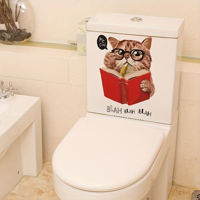 Cat Pattern Toilet Lid Decal Self Adhesive Sticker Home Decor