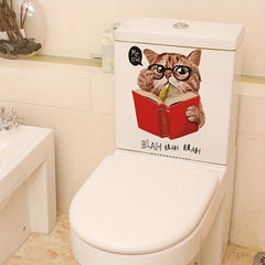 Cat Pattern Toilet Lid Decal Self Adhesive Sticker Home Decor