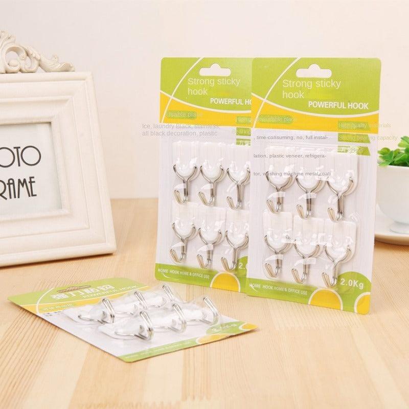 6pcs Self Adhesive Towel Hooks Wall-mounted Storage Hook