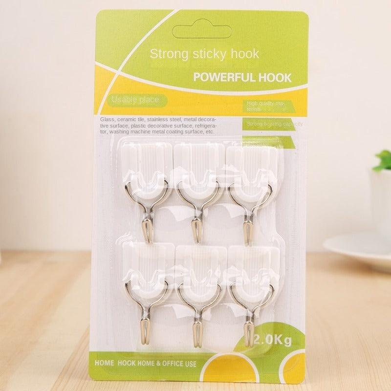 6pcs Self Adhesive Towel Hooks Wall-mounted Storage Hook