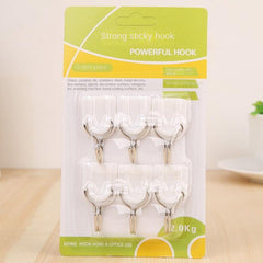 6pcs Self Adhesive Towel Hooks Wall-mounted Storage Hook