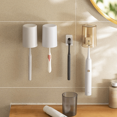 Wall Mounted Toothbrush Holder with Dustproof Lid