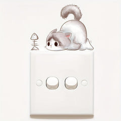 Cat Butterfly Cartoon Switch Socket Decal Wall Sticker