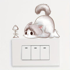 Cat Butterfly Cartoon Switch Socket Decal Wall Sticker