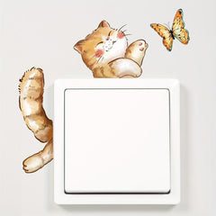 Cat Butterfly Cartoon Switch Socket Decal Wall Sticker