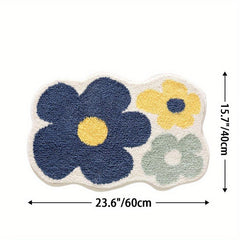 Flower Bathroom Rug Soft Absorbent Non Slip Bath Mat