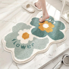 Flower Bathroom Rug Soft Absorbent Non Slip Bath Mat
