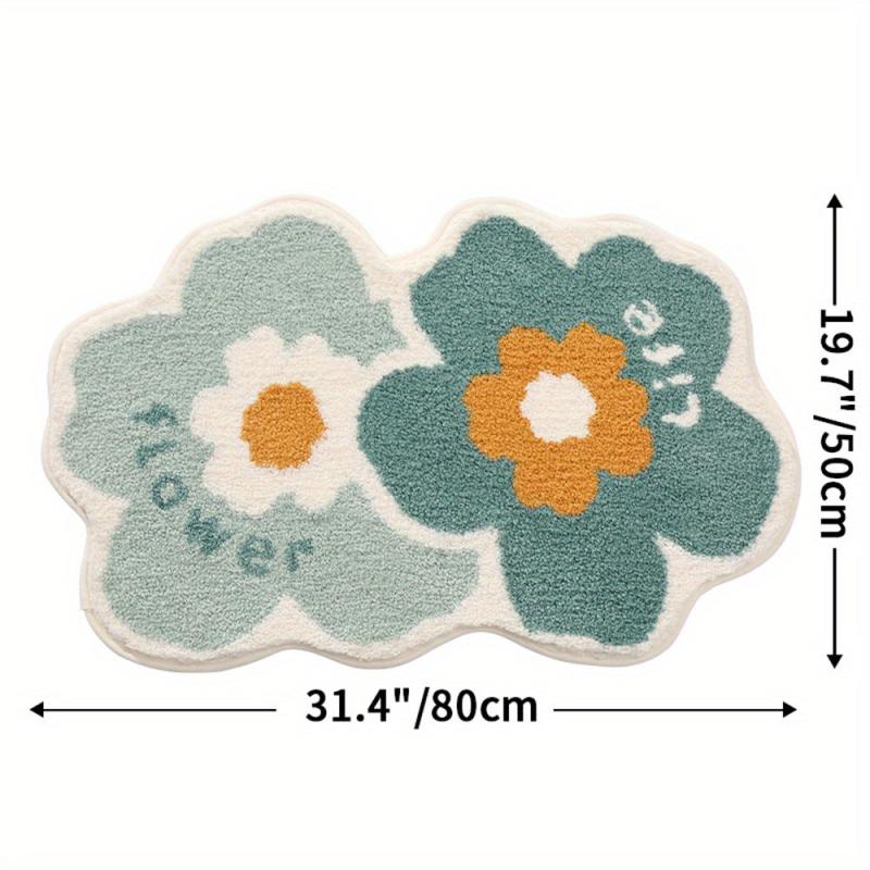 Flower Bathroom Rug Soft Absorbent Non Slip Bath Mat