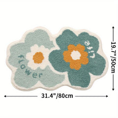 Flower Bathroom Rug Soft Absorbent Non Slip Bath Mat