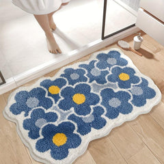 Flower Bathroom Rug Soft Absorbent Non Slip Bath Mat