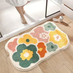 Flower Bathroom Rug Soft Absorbent Non Slip Bath Mat