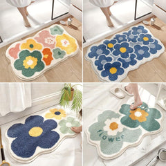 Flower Bathroom Rug Soft Absorbent Non Slip Bath Mat