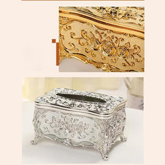 European Style Tissue Box Cover Embossed Flower Design