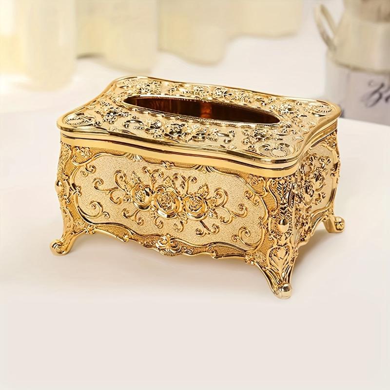 European Style Tissue Box Cover Embossed Flower Design
