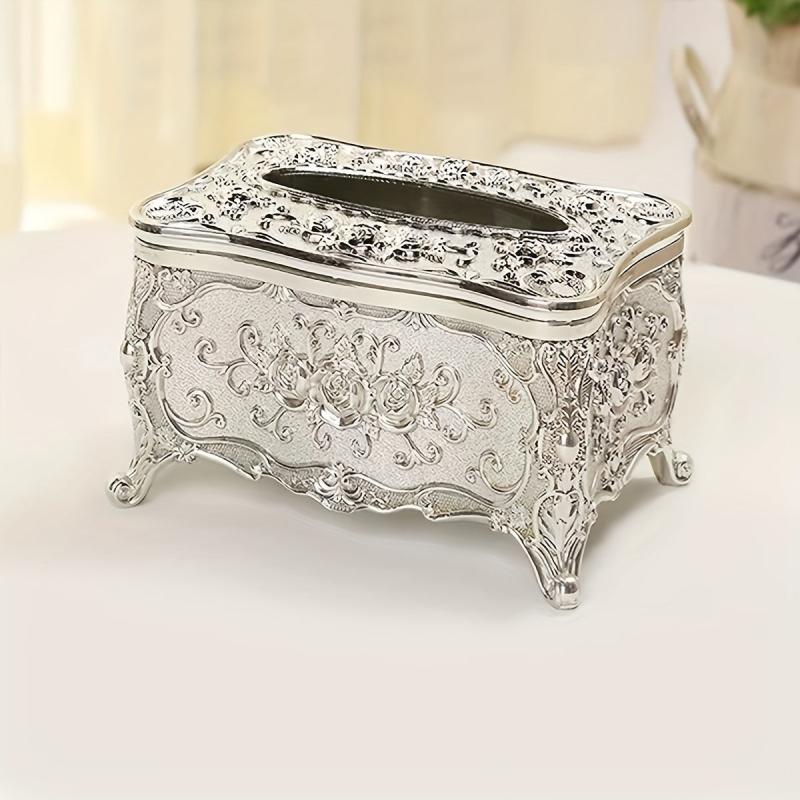 European Style Tissue Box Cover Embossed Flower Design