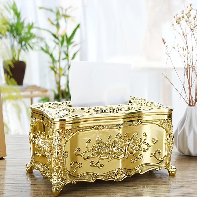 European Style Tissue Box Cover Embossed Flower Design