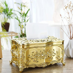 European Style Tissue Box Cover Embossed Flower Design