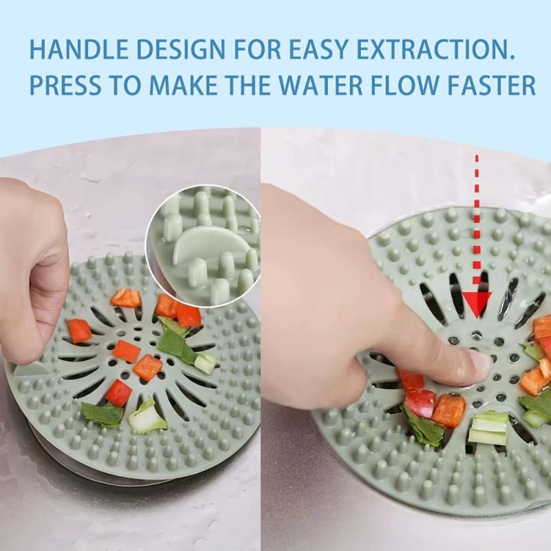 Silicone Hair Catcher Shower Drain Cover Easy Clean Bathroom Kitchen