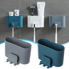 Wall Mounted Toothbrush Holder with Punch - Organize Toothbrushes and Toothpaste