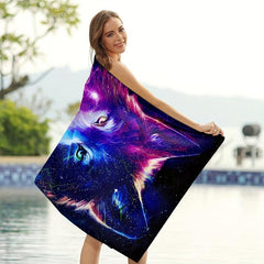 Wolf Pattern XL Beach Towel Women Lightweight Quick Dry Bath Towel 59x29