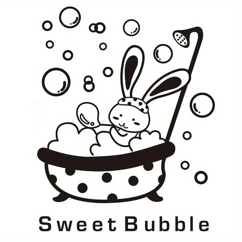 Bath Rabbit Pattern Wall Decal Self Adhesive Sticker Funny Bathroom Decor