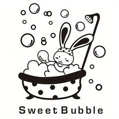 Bath Rabbit Pattern Wall Decal Self Adhesive Sticker Funny Bathroom Decor