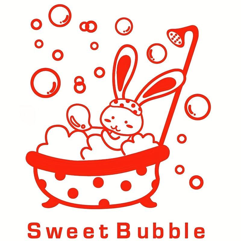 Bath Rabbit Pattern Wall Decal Self Adhesive Sticker Funny Bathroom Decor